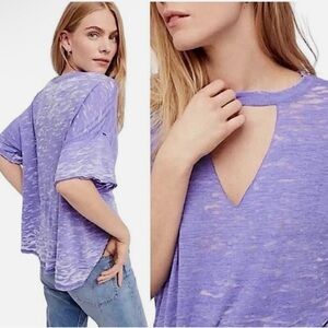 *FREE PEOPLE* We The Free Jordan Burnout Oversized Grape Purple Neck Cut Top